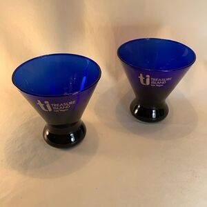 TI Treasure Island Las Vegas Cobalt Blue Cocktail Bar Accessories Party Set 2